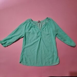 💐 Candies Mint Green Bright Cheery Sheer Chevron Top 💐